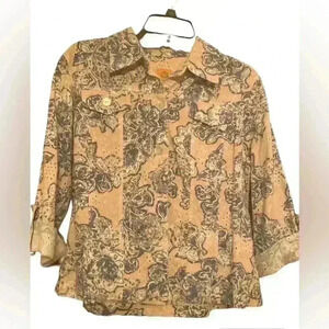 Women’s Ruby Rd size 10 Eyelet lace cuff Overshirt Jacket Exc Con